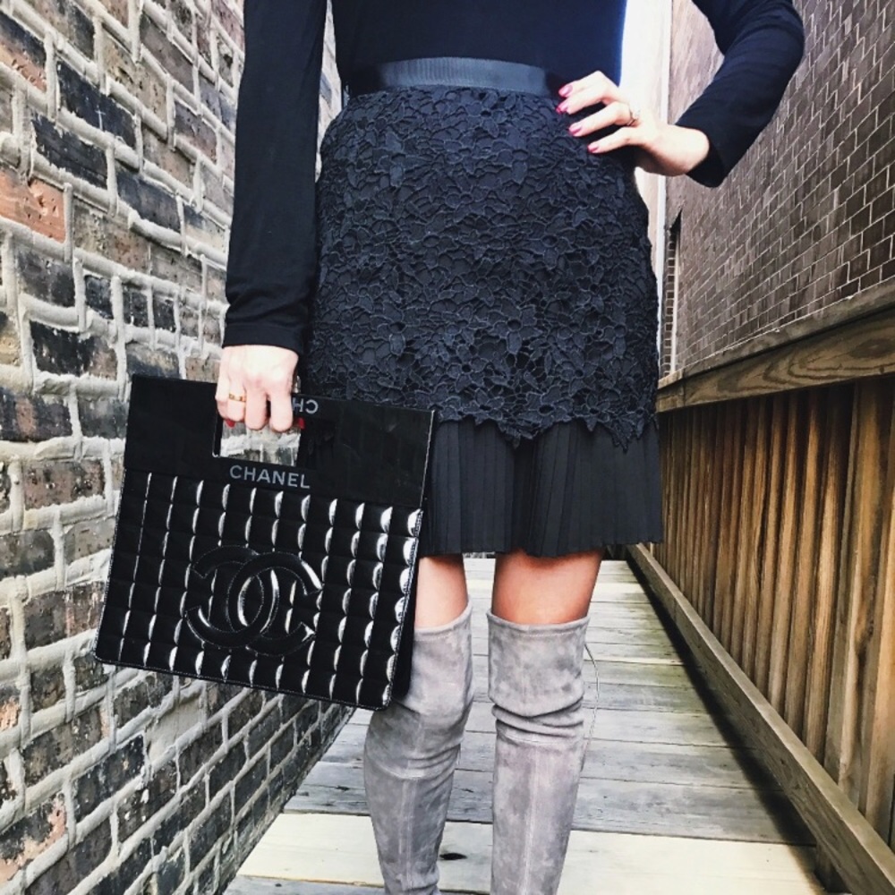 🔥Gorgeous black lace pleated skirt